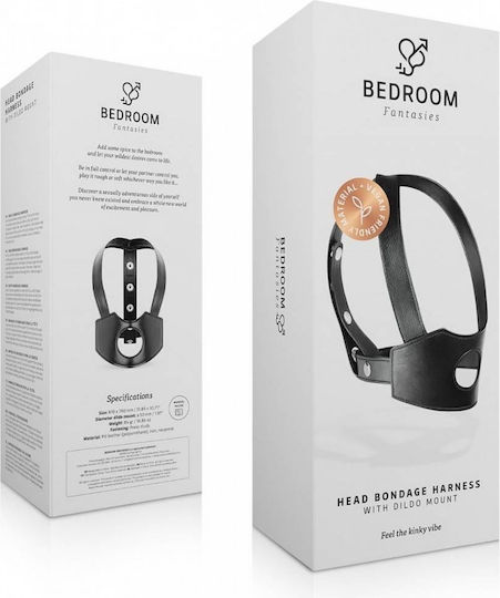Черни Кожени Колани За Глава С Отвор За Фалшив Пенис Bedroom Fantasies Head Strap On Black