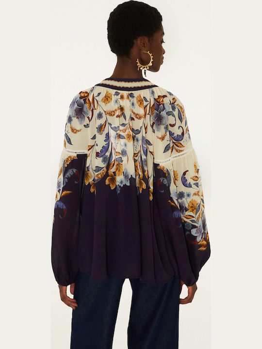 Women's Blouse Long Sleeve with V-Neckline Multicolour