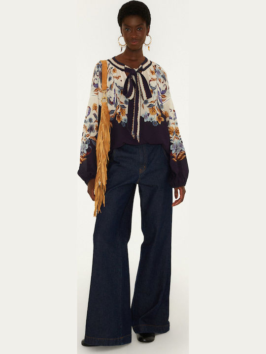 Women's Blouse Long Sleeve with V-Neckline Multicolour
