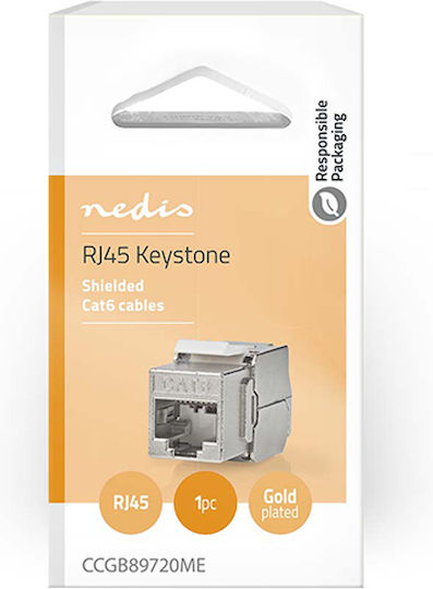 Nedis Single Outdoor RJ45 Cat6 Network Socket in Gold CCGB89720ME