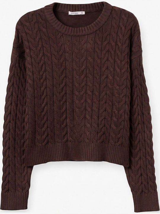 Damen Crop Pullover Braun