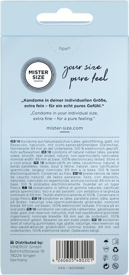 Mister Size Презервативи 216бр 69мм Тънки за естествено усещане Natural Vegan