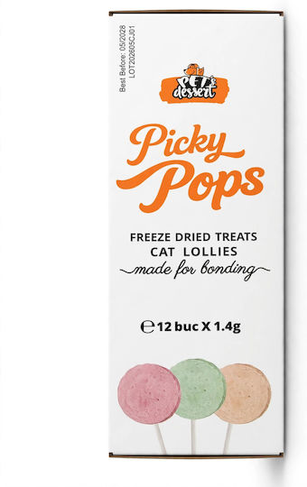 Pet's Dessert Picky Pops Răsfățuri-Gustări Liofilizate Pentru Pisici 3 Arome 12 Bucăți X 1,4 G Somon Dovleac Cu Catnip