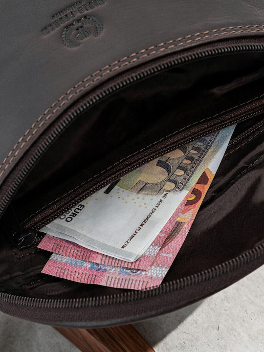 Ανδρικό Δερμάτινο Τσαντάκι Ζώνης Καφέ