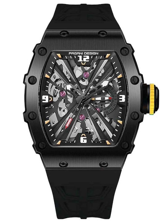 Pagani Design Pd-1738 Ανδρικό Ρολόι 42mm Μπαταρίας με Καουτσούκ Λουράκι Full Black