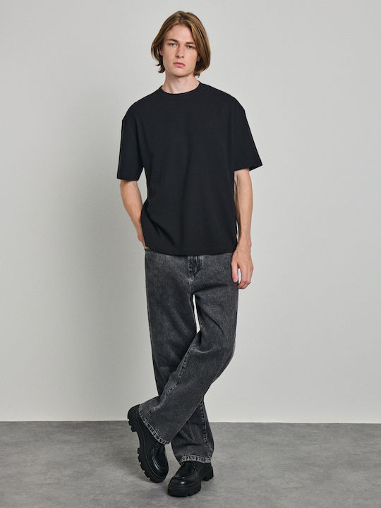 Kurzarm Herrenbluse Schwarz