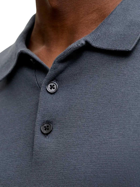 Basic Polo Herrenblusen Langarm Turbulence Blau