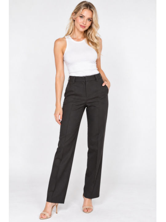Women's Fabric Trousers in Regular Fit Grey WM-ZFS14738-27TR-GREY