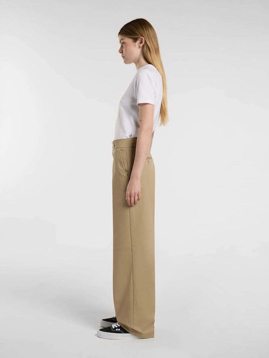 Women's Fabric Trousers in Loose Fit Sand