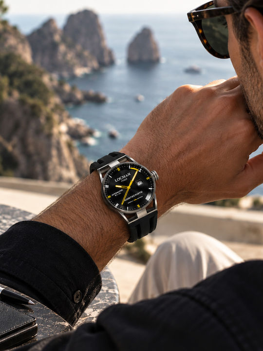 Locman Italy Men's Watch 44mm Automatic with Black Rubber Strap
