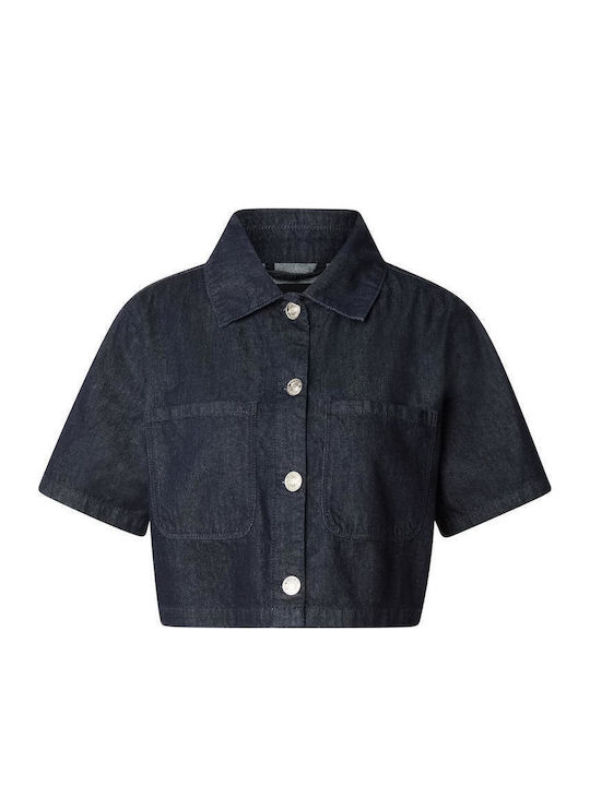 Μακρυμάνικο Γυναικείο Τζιν Πουκάμισο Blue Rinsed Washed
