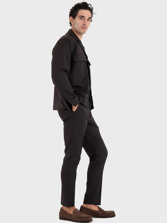 Langärmeliges Overshirt in Enge Passform Braun