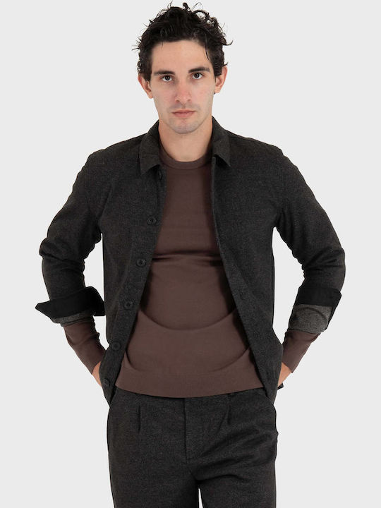 Langärmeliges Overshirt in Normale Passform Dunkelgrau