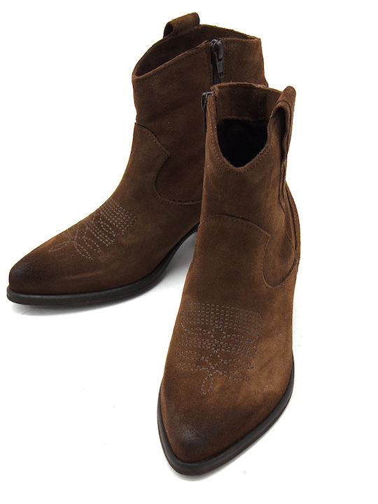 Suede Women's Ankle Boots Brown