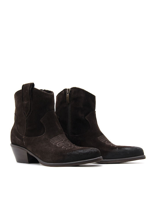 Wildleder Stiefeletten Damen Ankle Boots Braun