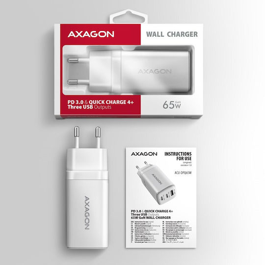 Akyga Зарядно Устройство Без Кабел GaN с USB-C Порт 25W Power Delivery Бял (AK-CH-22)