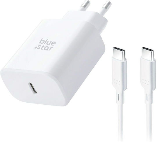 Blue Star Mobile Phone Charger with USB-C Port and USB-C - USB-C Cable 35W Power Delivery Quick Charge 4.0 White (TFB-TC-25WPd)