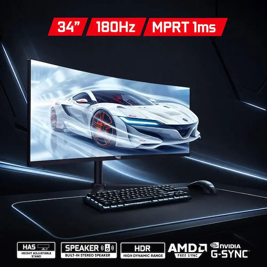 Armaggeddon PXP 34 Pro C Ултраширок VA HDR Извит Gaming Монитор 34" 180Hz с Време на реакция 1ms GTG