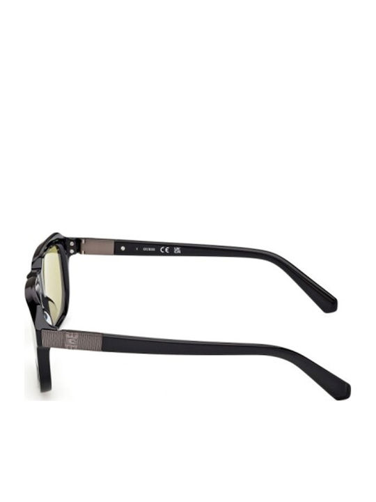 Guess Unisex Sonnenbrille mit Schwarz Gestell und Gelb Linse