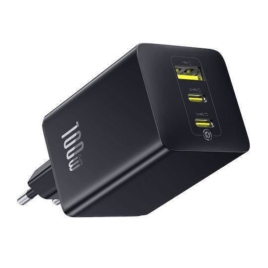 Baseus Φορτιστής Χωρίς Καλώδιο με Θύρα USB-A και 2 Θύρες USB-C 100W Μαύρος (Enerfill FE22)