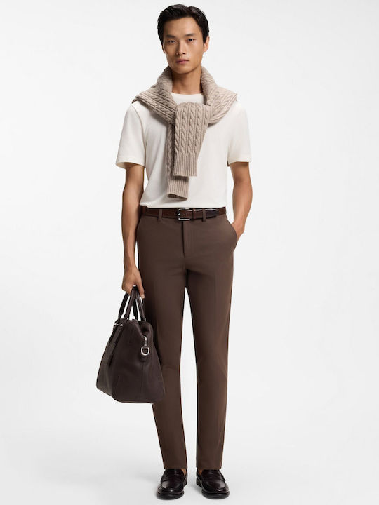 Boss Pantaloni Chino Slim Fit Maro Închis