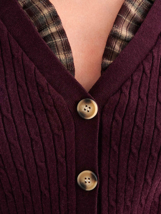 Short Women's Knitted Cardigan with Buttons Red