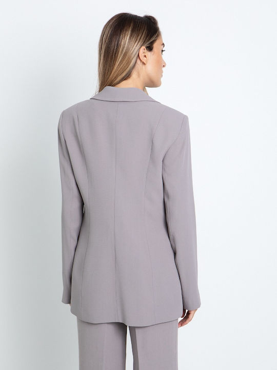 Toi&Moi Langes Damen Krepp Blazer Grau