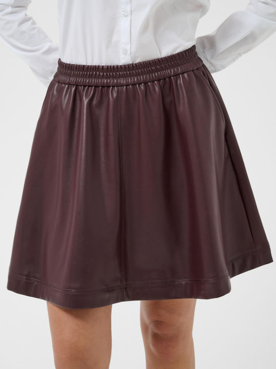 Leder Mini Damenrock Burgundisch