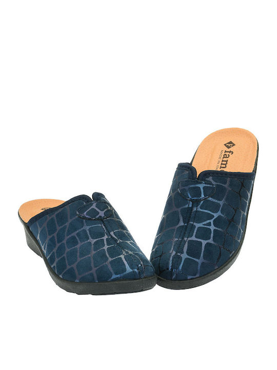 Damen Hausschuhe Leder Winter Blau