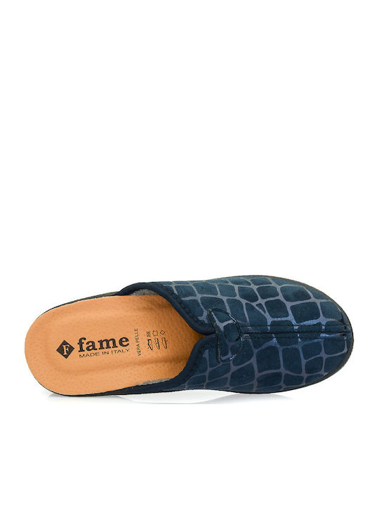 Damen Hausschuhe Leder Winter Blau