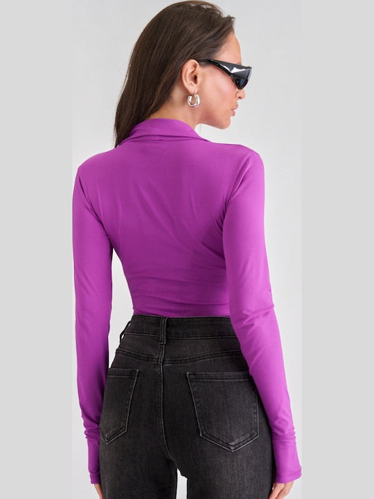 Decoro Damen-Bodysuit mit Knöpfen Lila