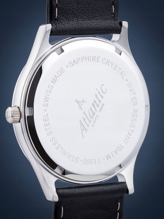 Men's Battery Watch with Black Leather Strap