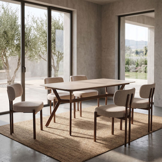 Dining Room Table Beige Marble Walnut Dining Room Table Beige Marble Walnut