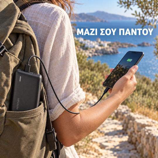 Amaya Apb-p128 Power Bank 10000mAh 2 Usb-a Anschlüsse Usb-c & Micro-usb Led-Anzeige Schwarze