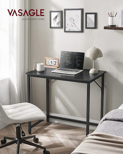 Wooden Desk Black with Metal Legs 80x50x76cm