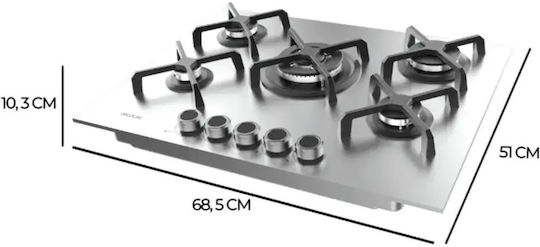 Cecotec Bolero Squad G 5400S Plită Pe Gaz Autonomă Inox 68.5x51cm Argintie