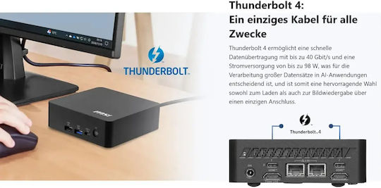 MSI Cubi NUC AI+ Mini PC (Kern Ultra 5 322/16GB DDR4/512GB SSD/W11 Pro)