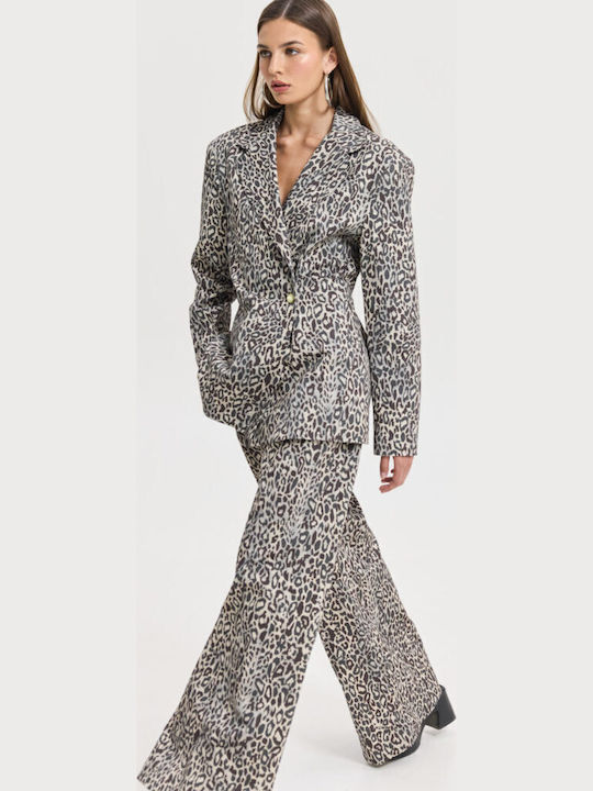 Damen Stoff Leopard Hose