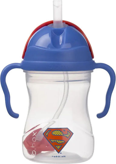 B.Box Kids Cup with Handles and Straw Superman Plastic 240ml for 6m+