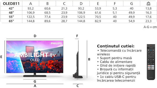 Smart Τηλεόραση 65" 4K UHD OLED OLED811 HDR (2026) 65OLED811/12