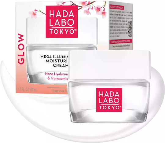 Hada Labo Tokyo Glow Light 24h Face Cream for Moisturizing Anti-aging & Brightening with Hyaluronic Acid 50ml