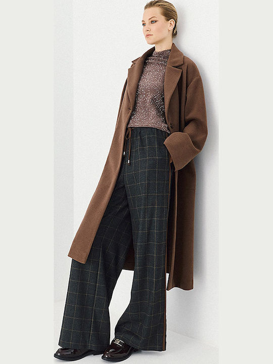 Women's Coat Coffe with Belt