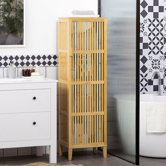 HomCom Badezimmerschrank 40x30x140cm Beige