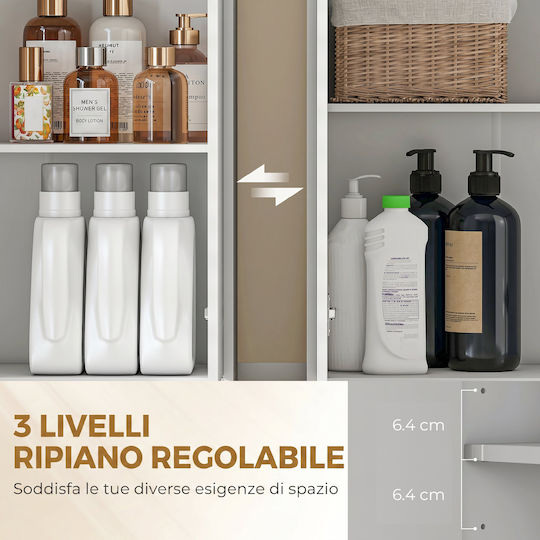 HomCom Dulap de baie 60x30x171cm Alb