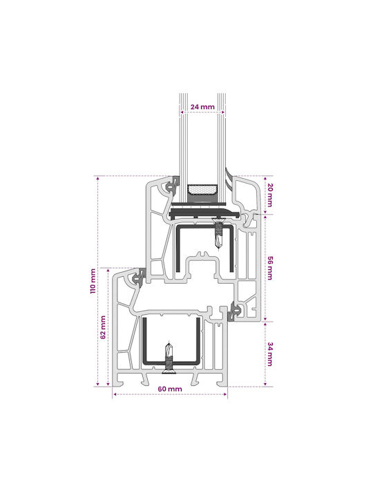 vidaXL Hinged PVC Window Risor W55xH40cm