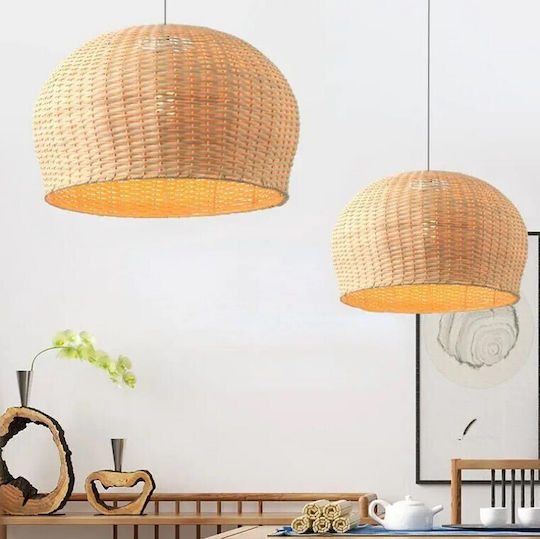 VenCore Brown Boho Bell Pendant Ceiling Light with E27 Socket 50x50x34cm