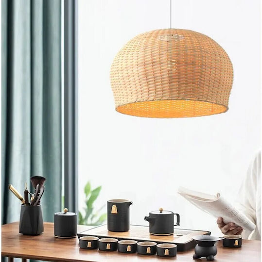 VenCore Brown Boho Bell Pendant Ceiling Light with E27 Socket 50x50x34cm