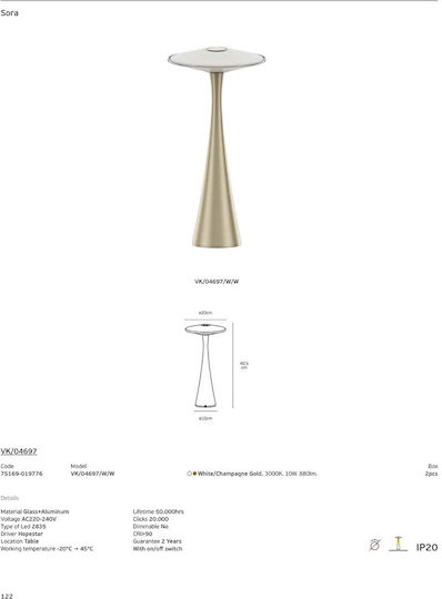 VK Lighting Decorative LED Lamp Warm White 3000K