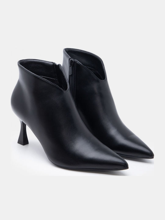 Ghete Dama De Catifea Ankle Boots Astrapalou Cu Toc Mediu Negre