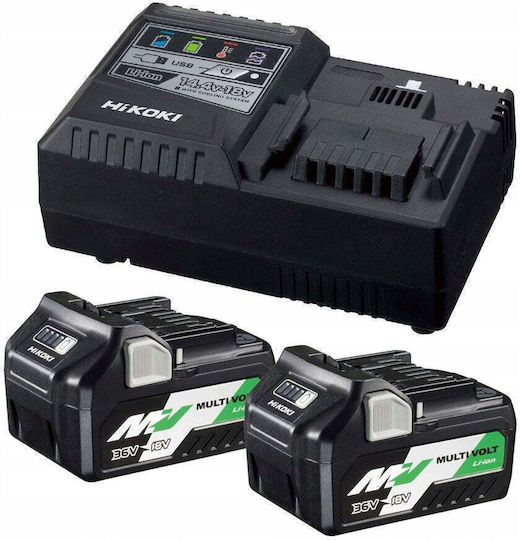 Hikoki 18V 5,0Ah Akku BSL1850 2 Stück + Ladegerät UC18YSL3